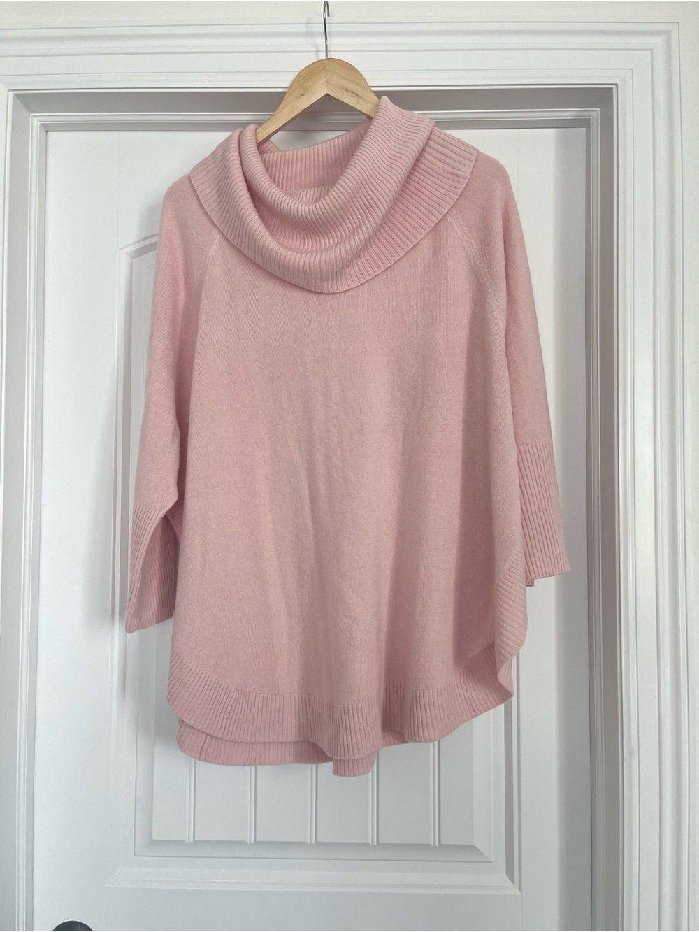 Soft Pink Cowl Neck Women's Sweater